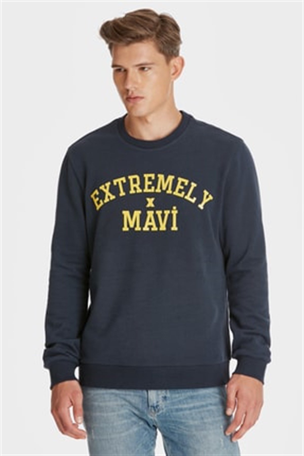 065703-29743Mavi Baskılı Sweatshirt Gece Lacivert
