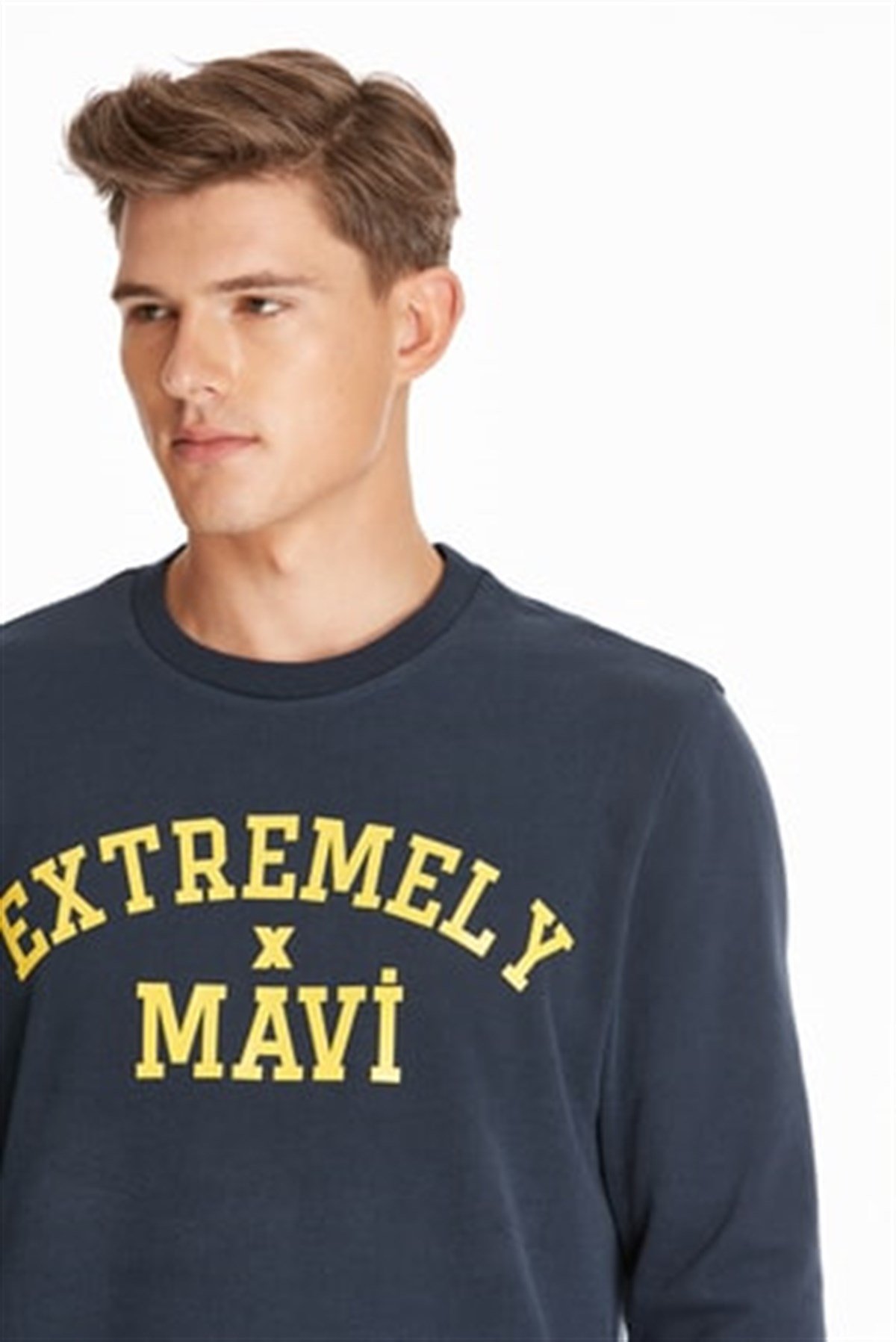 065703-29743Mavi Baskılı Sweatshirt Gece Lacivert
