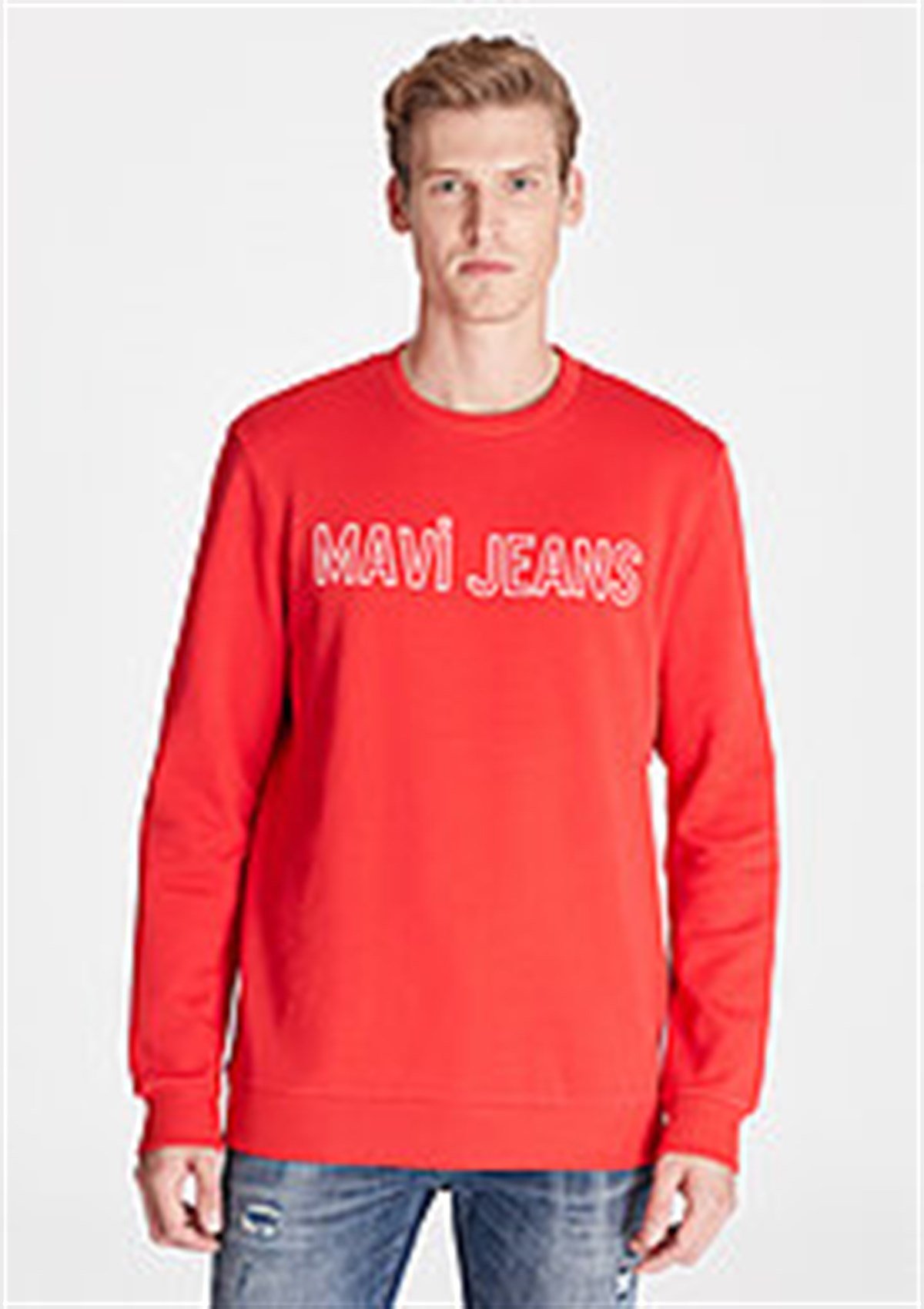 065752-29781Mavi Baskılı Sweatshirt Kırmızı