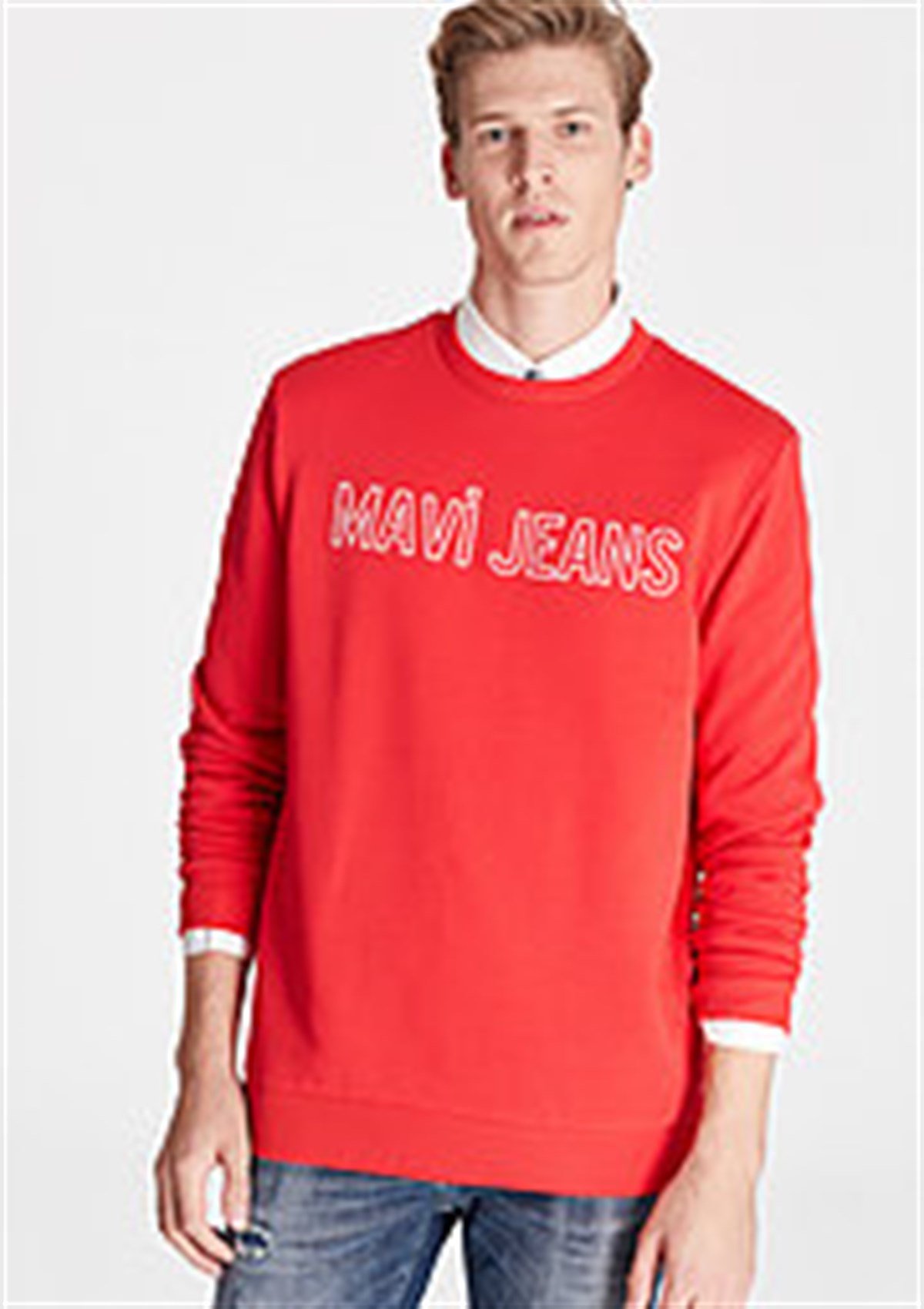 065752-29781Mavi Baskılı Sweatshirt Kırmızı