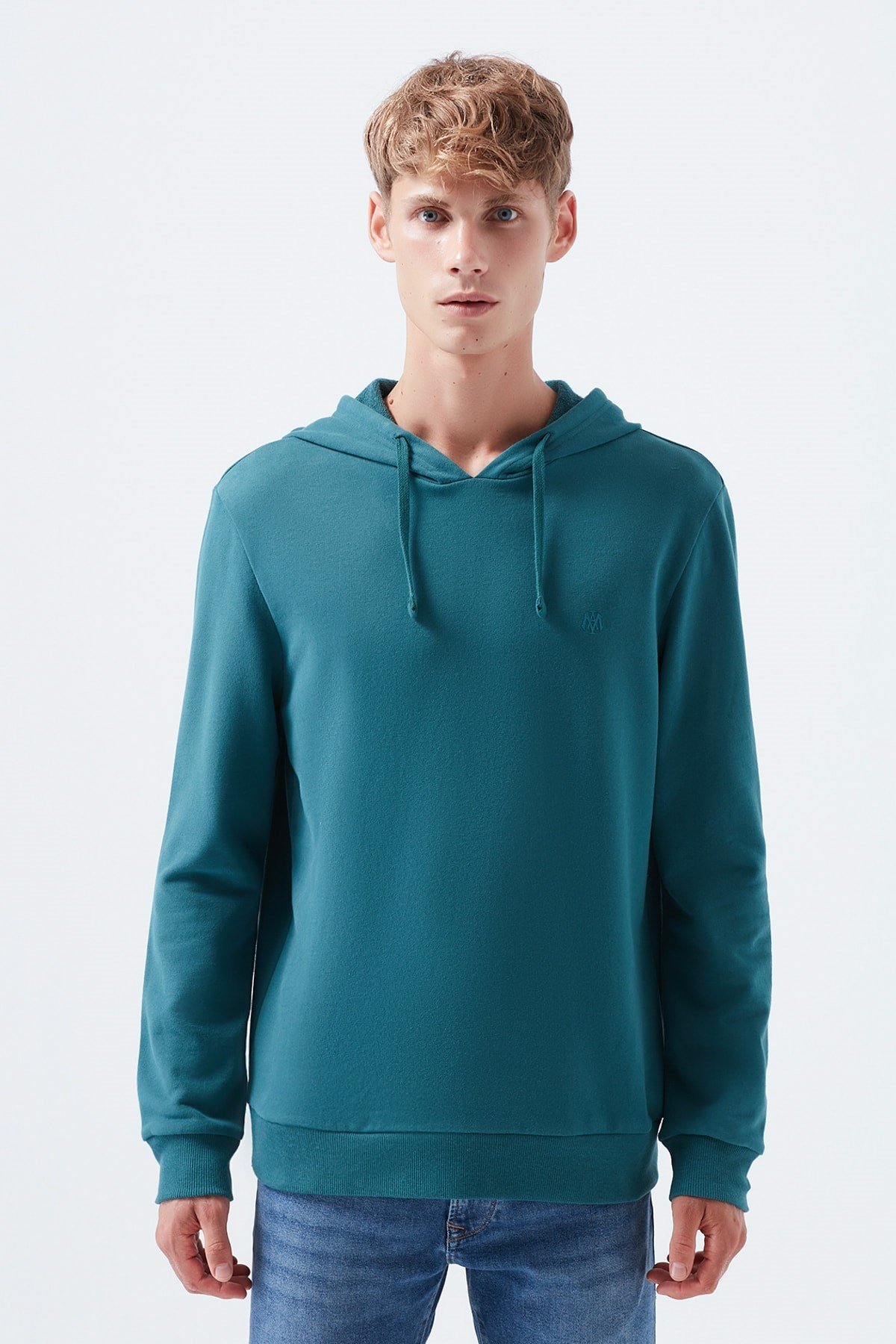 065779-31966Mavi Erkek Kapişonlu Sweatshirt Koyu Yeşil