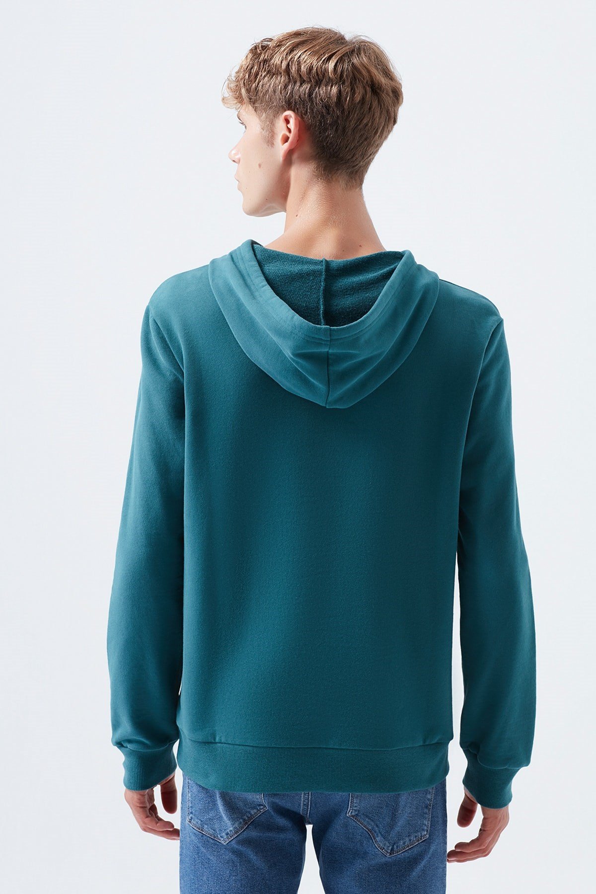 065779-31966Mavi Erkek Kapişonlu Sweatshirt Koyu Yeşil