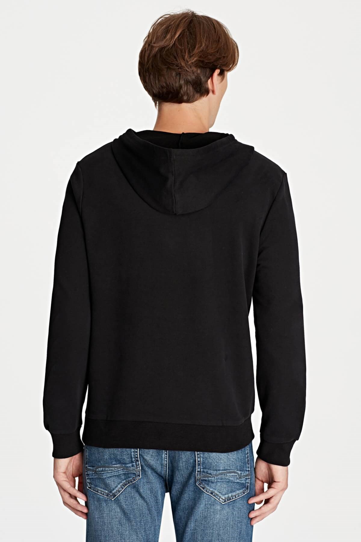 065779-900Mavi Erkek Kapişonlu Sweatshirt Siyah