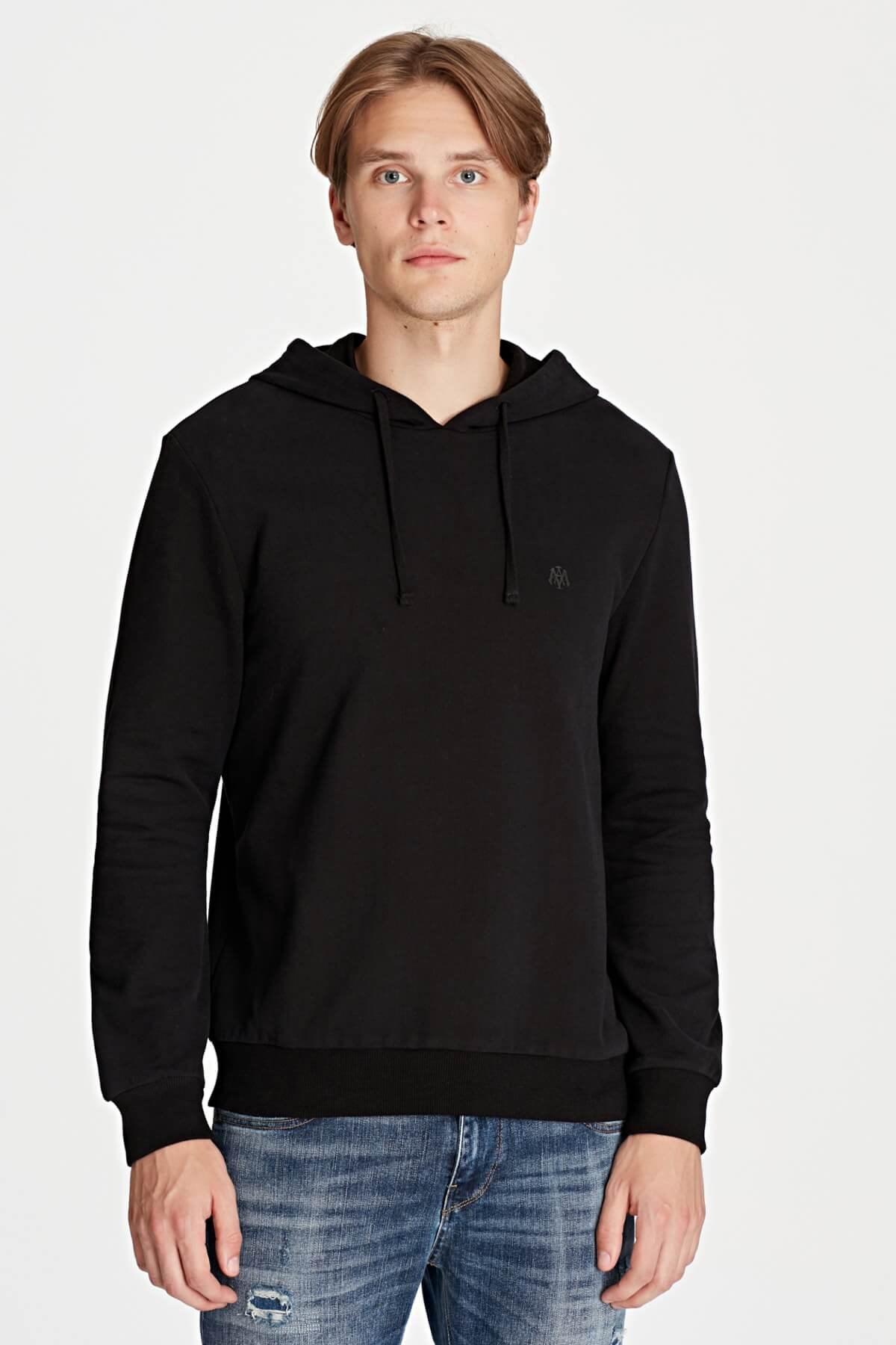065779-900Mavi Erkek Kapişonlu Sweatshirt Siyah