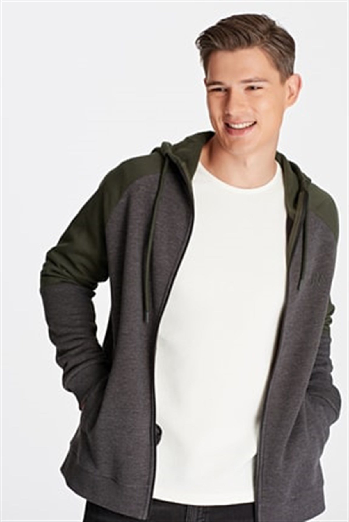 065769-29759Mavi Fermuarlı Sweatshirt Haki Yeşili