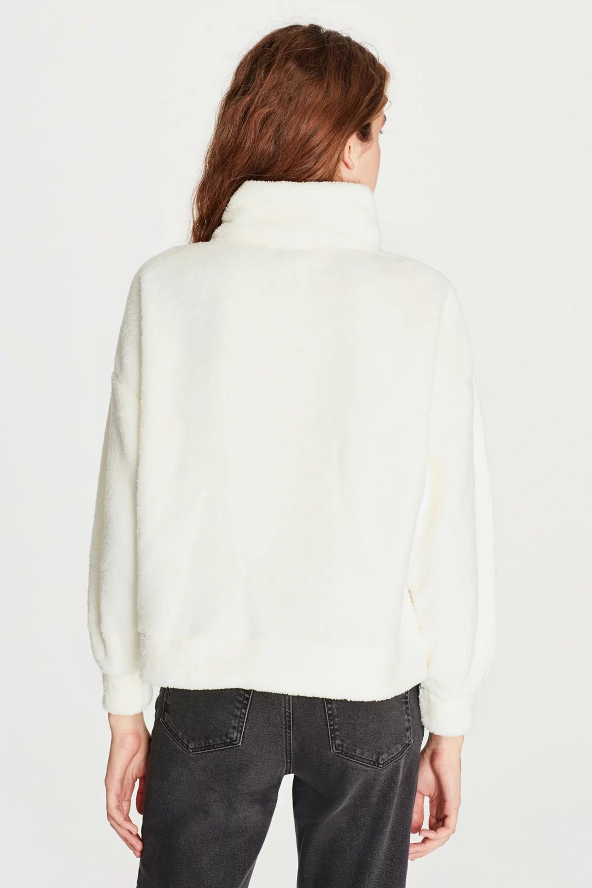 168329-28945Mavi Fermuarlı Sweatshirt Kırık Beyaz