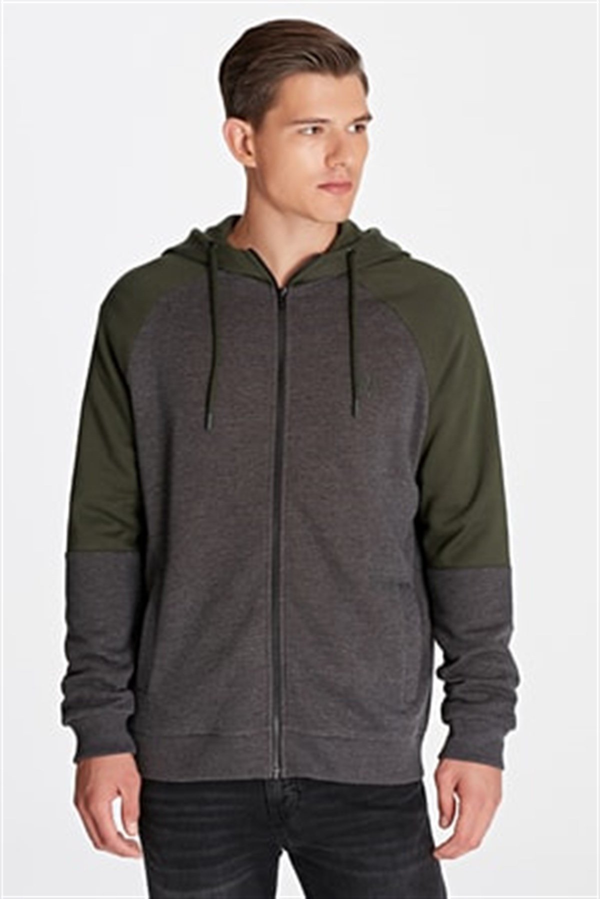 065769-29759Mavi Fermuarlı Sweatshirt Haki Yeşili