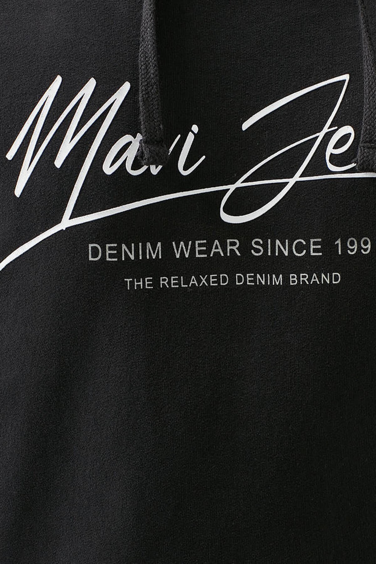 066522-900Mavi Jeans Baskılı Kapşonlu Siyah Erkek Sweatshirt