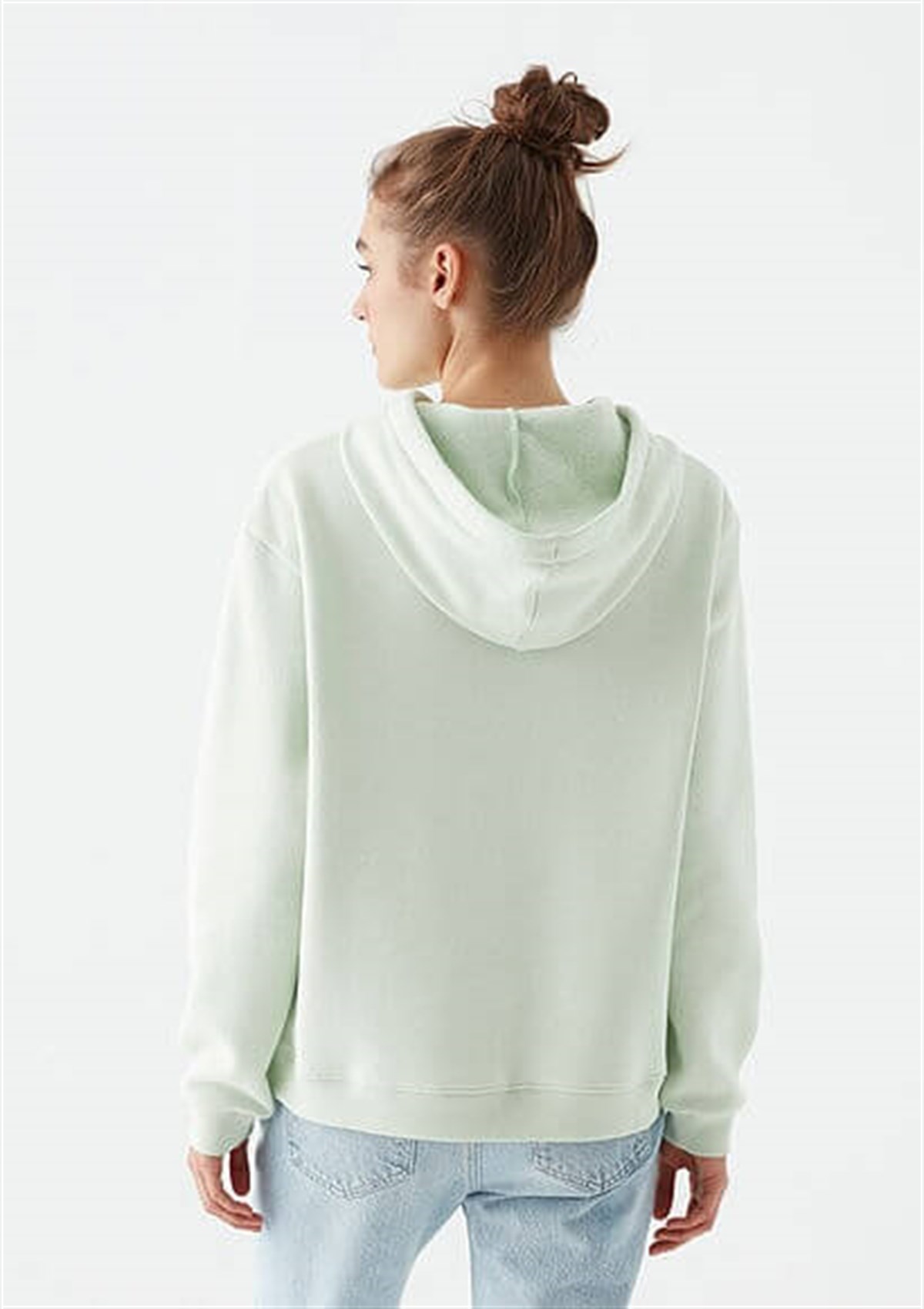 167299-34126Mavi Kapişonlu Kadin Sweatshirt Yonca Yeşili