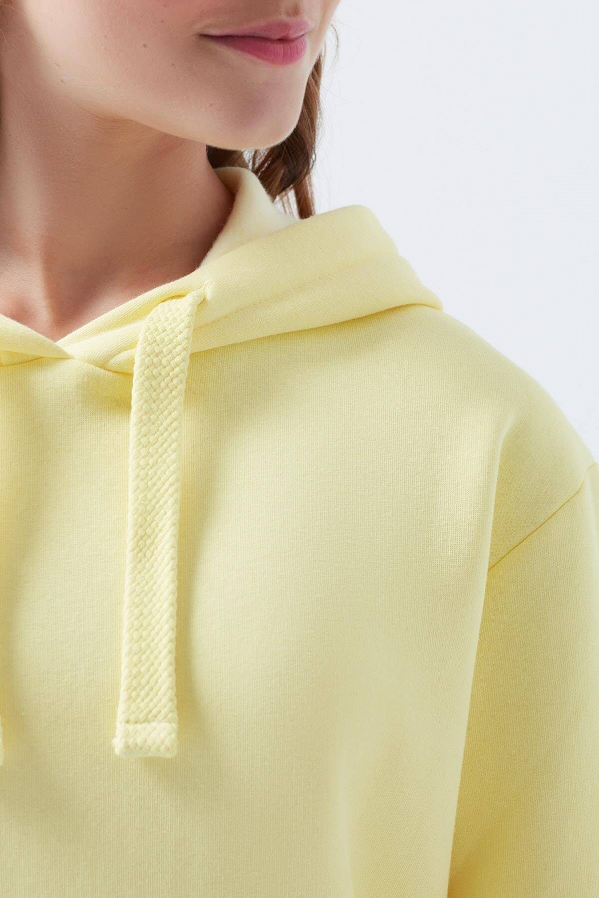 167299-32438Mavi Kapişonlu Kadin Sweatshirt  Açık Sarı