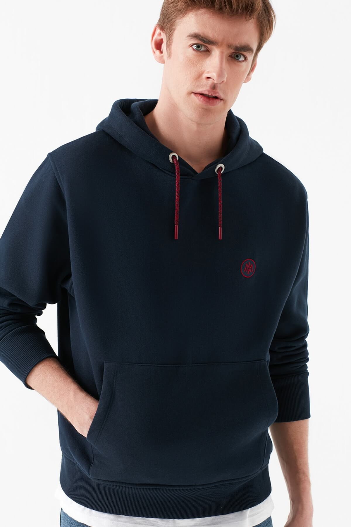065809-29743Mavi Kapişonlu Sweatshirt Erkek Gece Lacivert