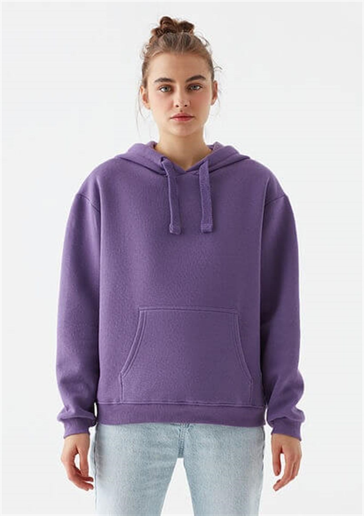 167299-33536Mavi Kapişonlu Sweatshirt Kadın Koyu Mor