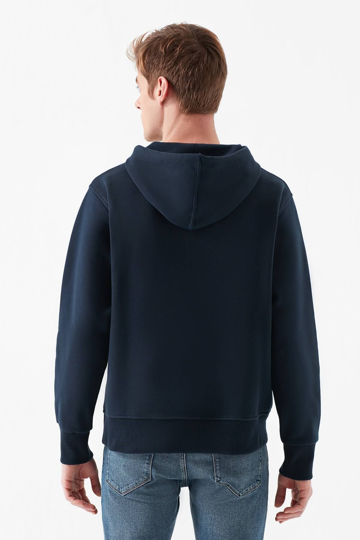 065809-29743Mavi Kapişonlu Sweatshirt Erkek Gece Lacivert