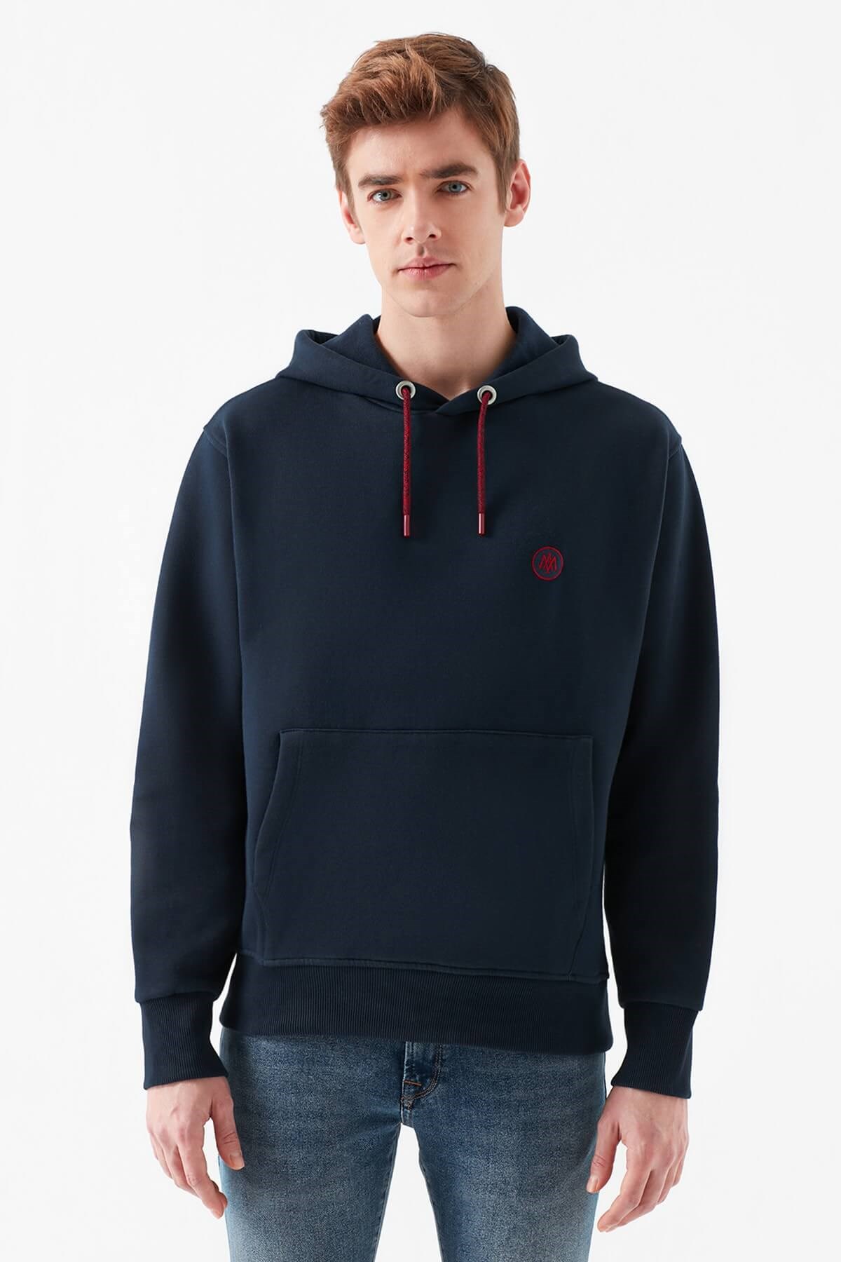 065809-29743Mavi Kapişonlu Sweatshirt Erkek Gece Lacivert