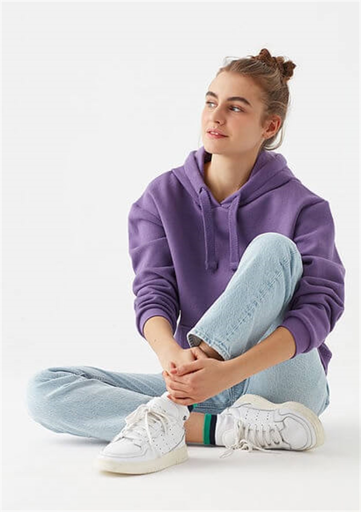 167299-33536Mavi Kapişonlu Sweatshirt Kadın Koyu Mor