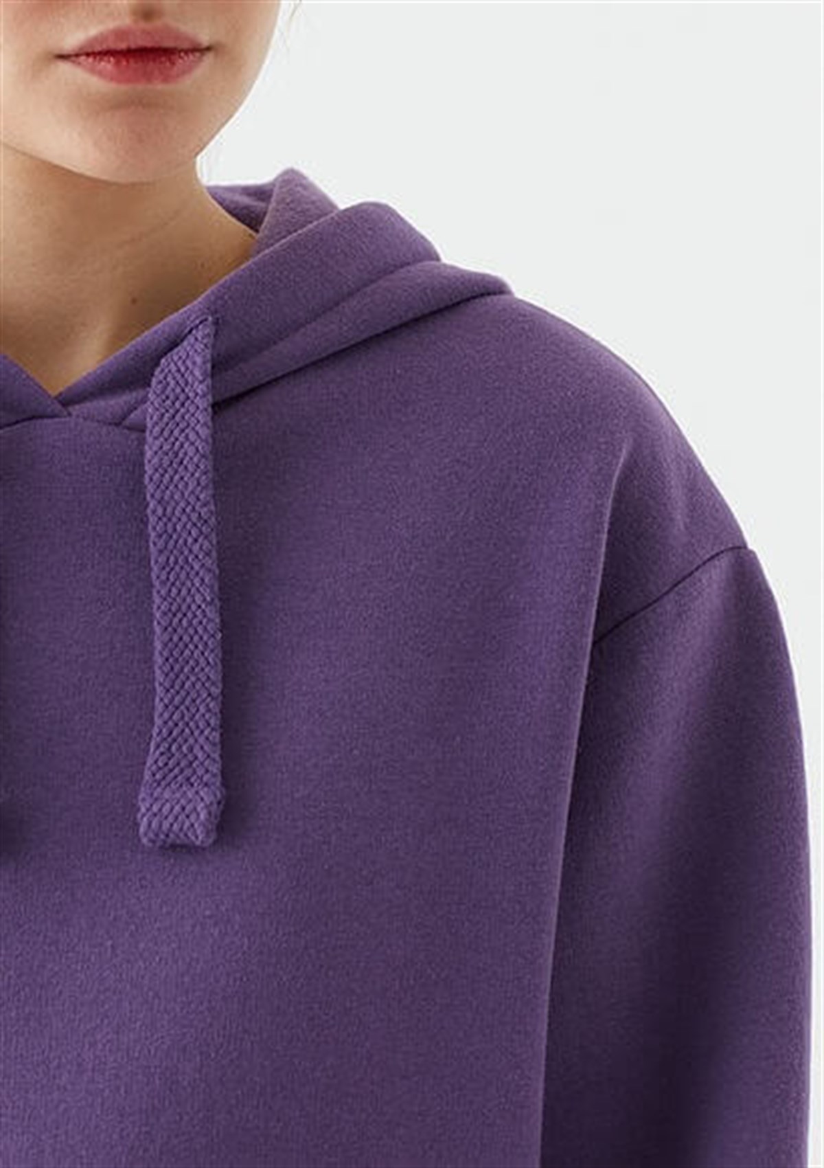 167299-33536Mavi Kapişonlu Sweatshirt Kadın Koyu Mor