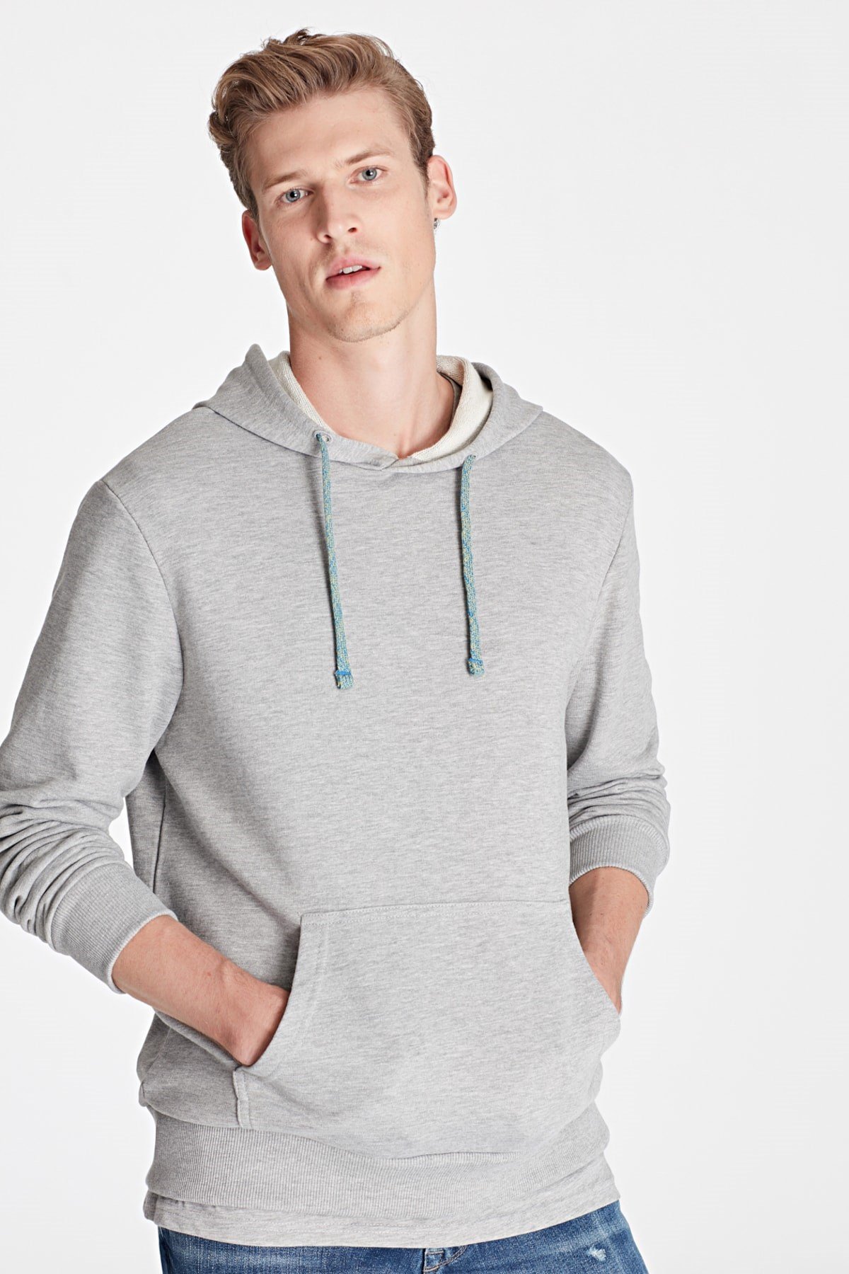 065705-29816NEBIMV3NEBIMV3|065705-29816|STDMAVİ KAPİŞONLU SWEATSHIRT gri melanj-STD