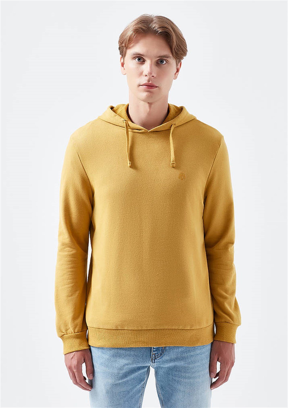 065779-32456Mavi Kapişonlu Sweatshirt Erkek Kış Sarısı