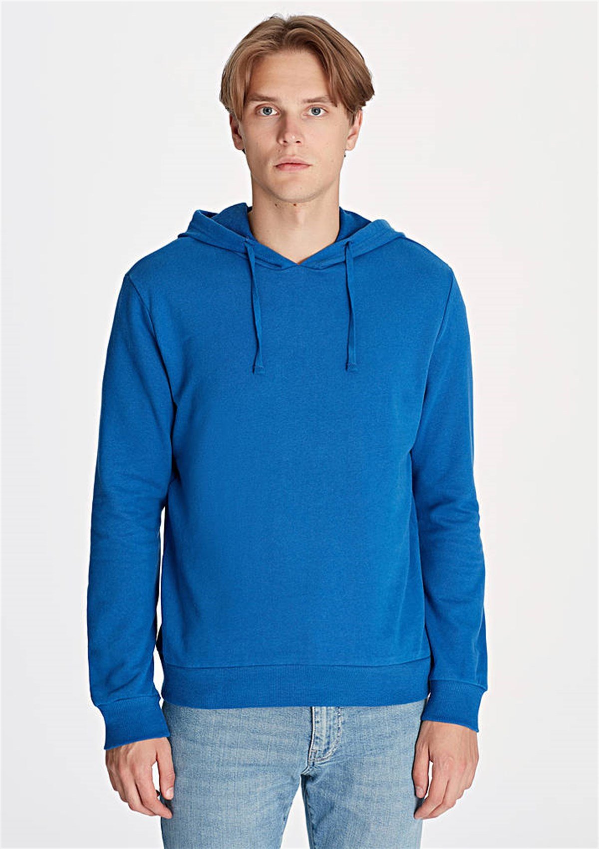 065779-29835Mavi Kapüşonlu Sweatshirt Saks Mavi
