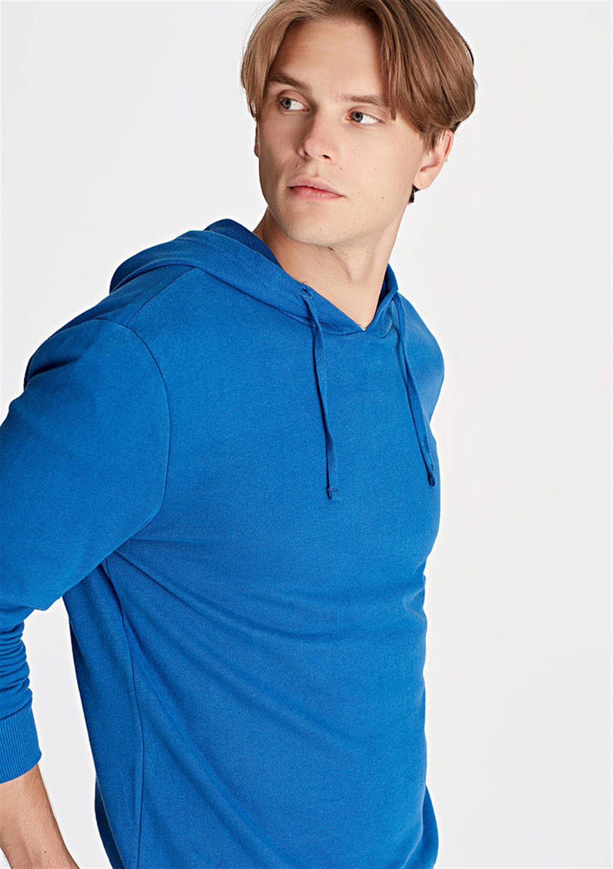065779-29835Mavi Kapüşonlu Sweatshirt Saks Mavi