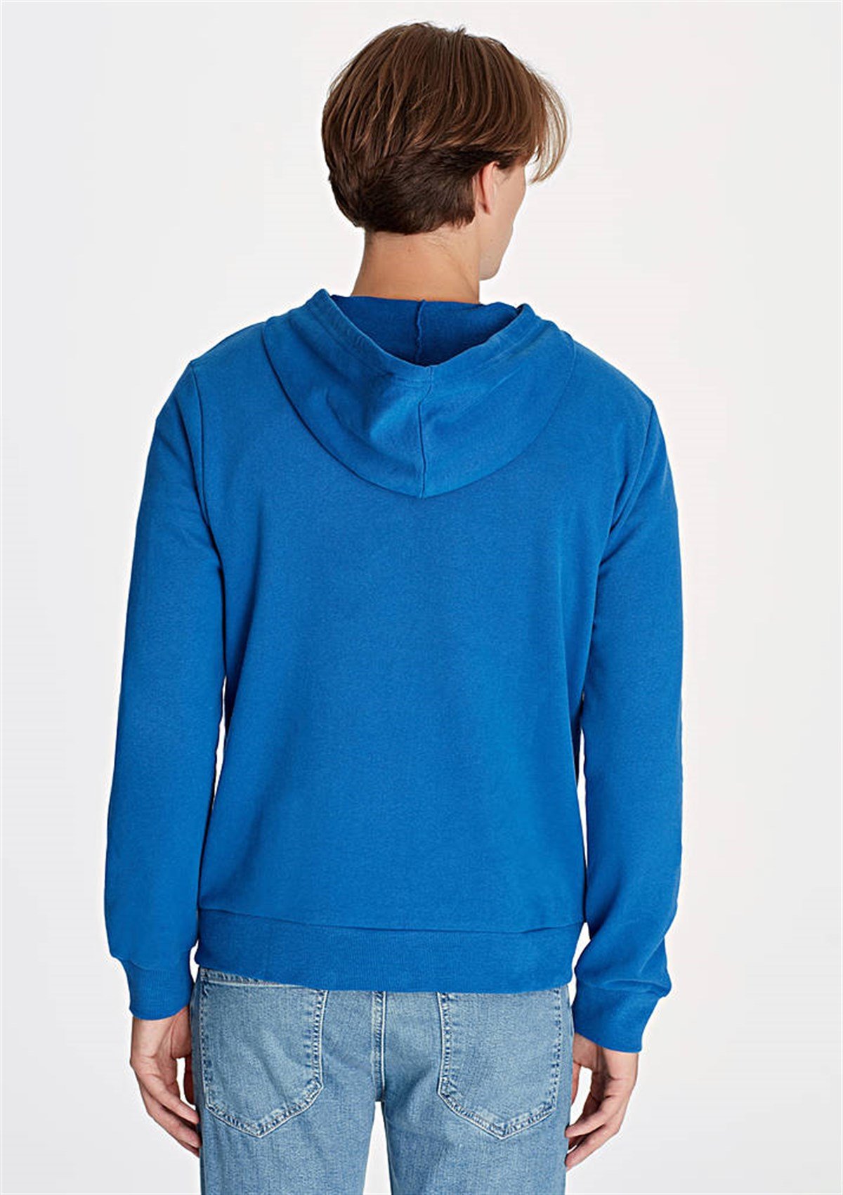 065779-29835Mavi Kapüşonlu Sweatshirt Saks Mavi