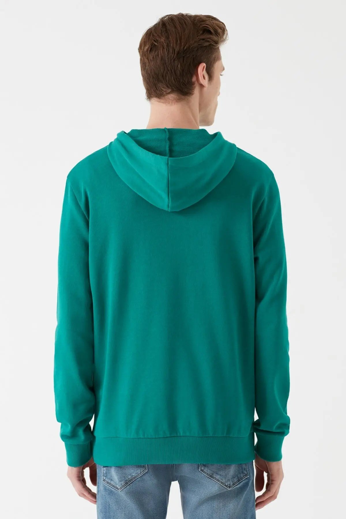 065606-32449Mavi Logo Kapişonlu Erkek Sweatshirt Porselen Yeşili