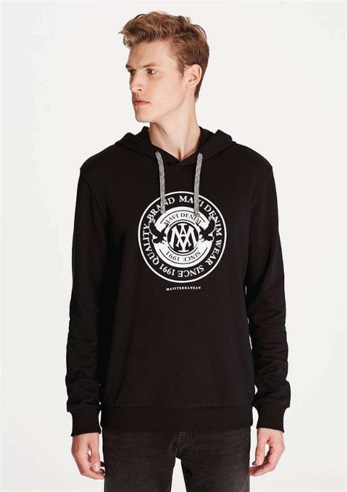 065169-900MAVİ MAVİ BASKILI SWEATSHIRT siyah ERKEK SWEATSHIRT 065169-900