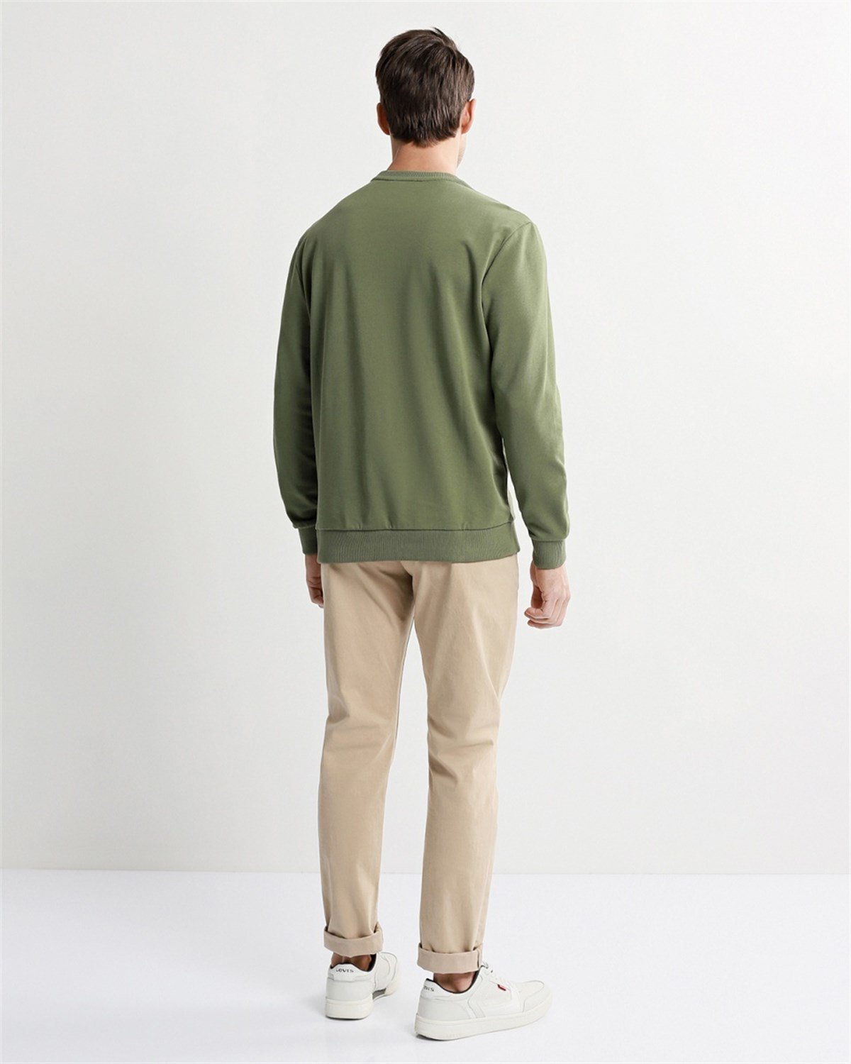 065752-30721MAVİ MAVİ BASKILI SWEATSHIRT zeytin yeşili ERKEK SWEATSHIRT-STD