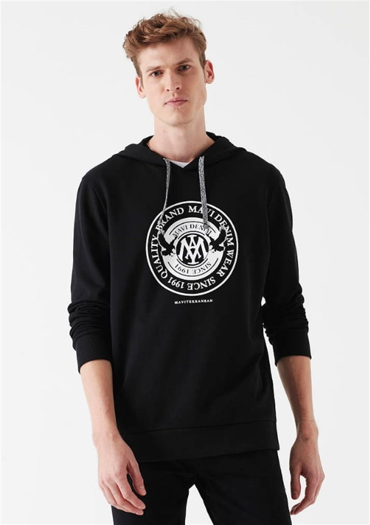 065169-900MAVİ MAVİ BASKILI SWEATSHIRT siyah ERKEK SWEATSHIRT 065169-900