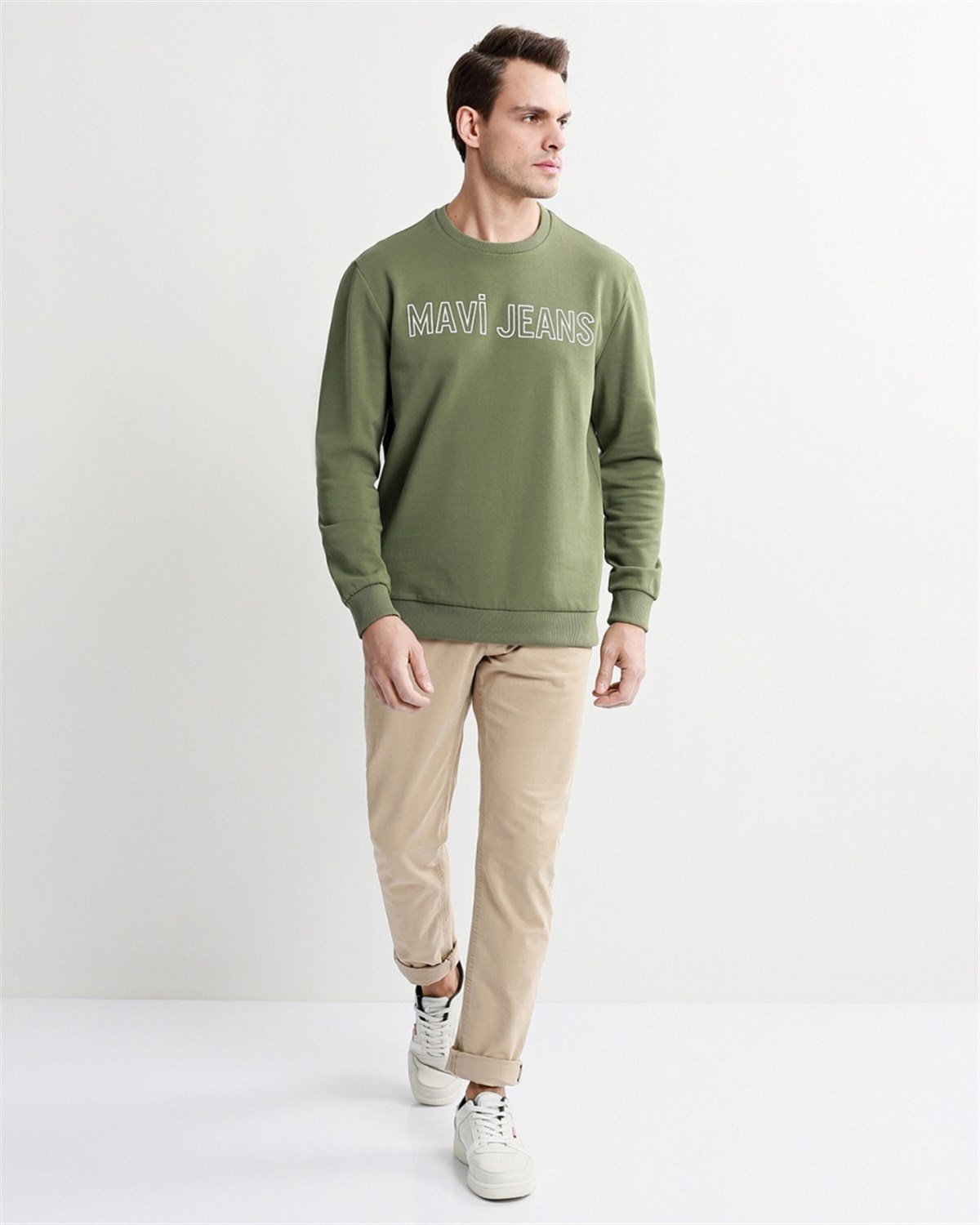 065752-30721MAVİ MAVİ BASKILI SWEATSHIRT zeytin yeşili ERKEK SWEATSHIRT-STD