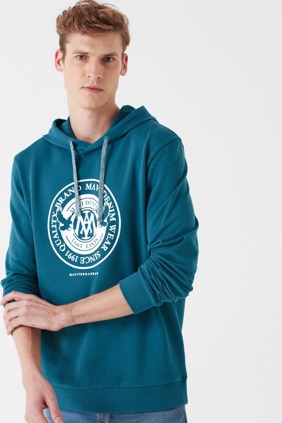 065169-30708NEBIMV3NEBIMV3|065169-30708|STDMAVİ MAVİ BASKILI SWEATSHIRT petrol yeşili ERKEK SWEATSHIRT-STD