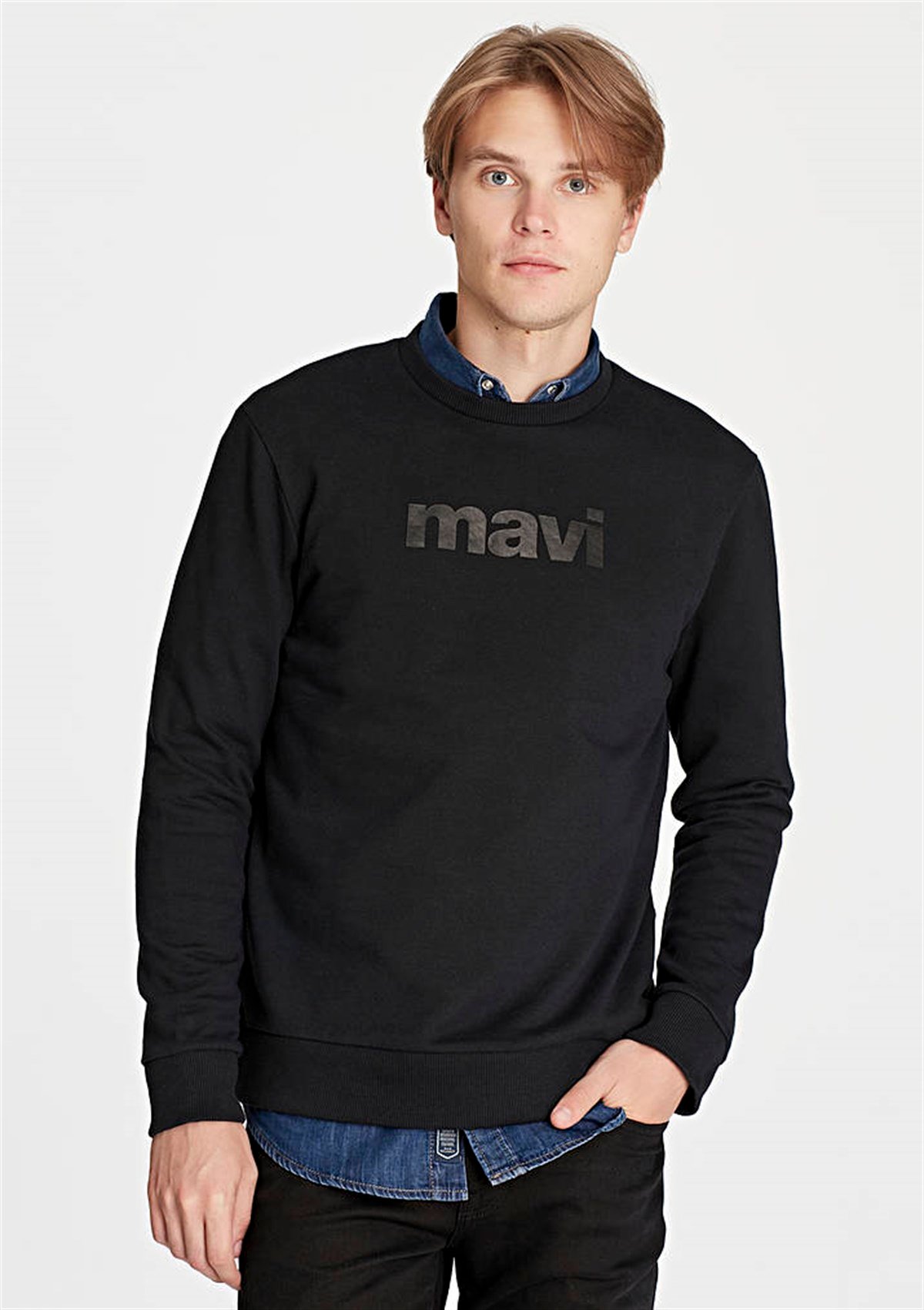 065183-900Mavi Mavi Baskılı Sweatshirt Siyah