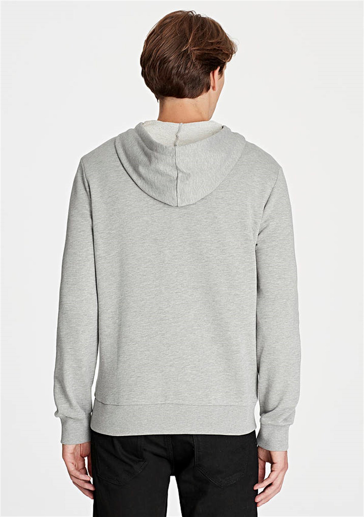 065606-28387Mavi Mavi Logo Kapişonlu Sweatshirt Açık Gri Melanj