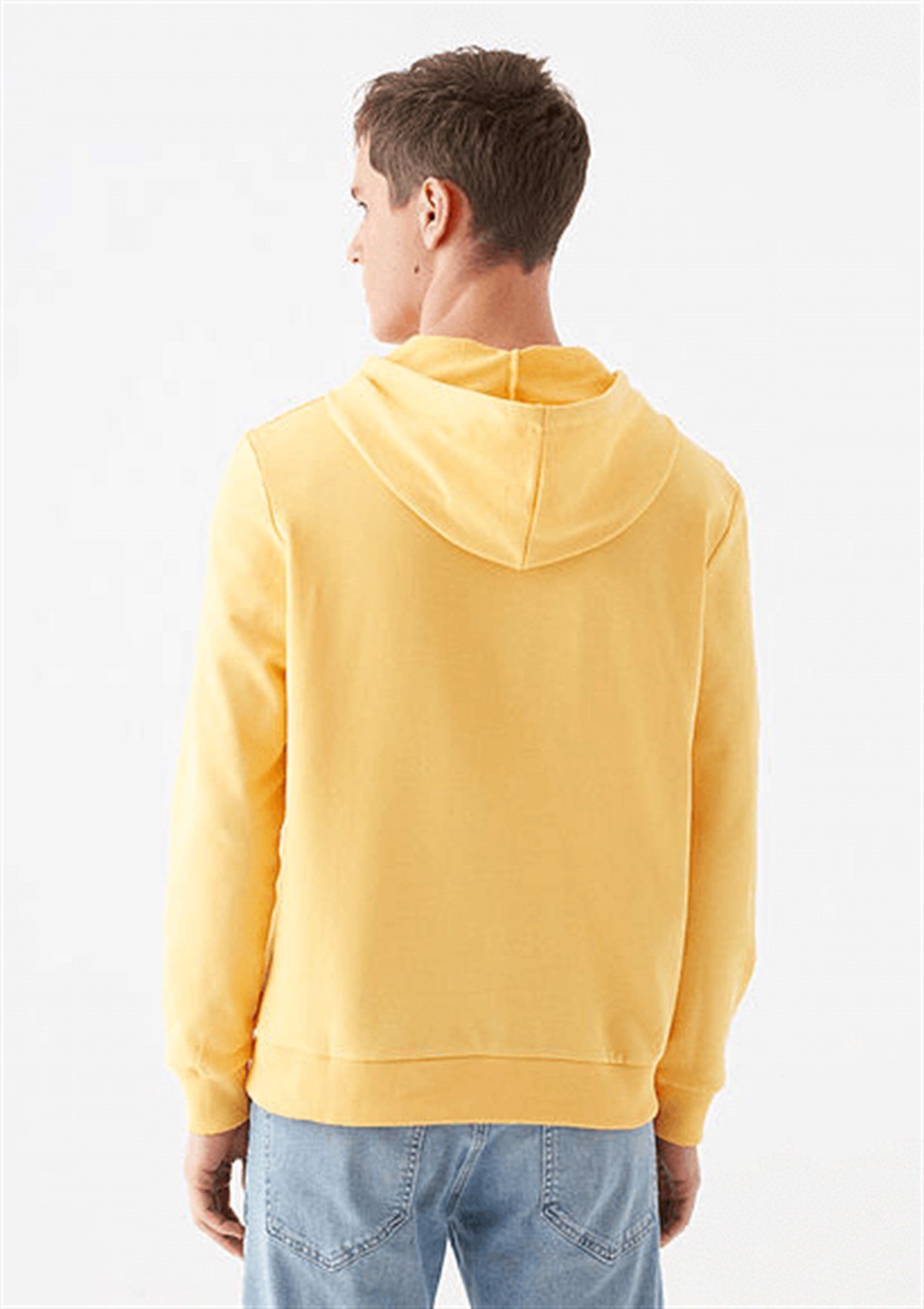 065753-33408Mavi Mühür Baskılı Erkek Sweatshirt Limon Sarı