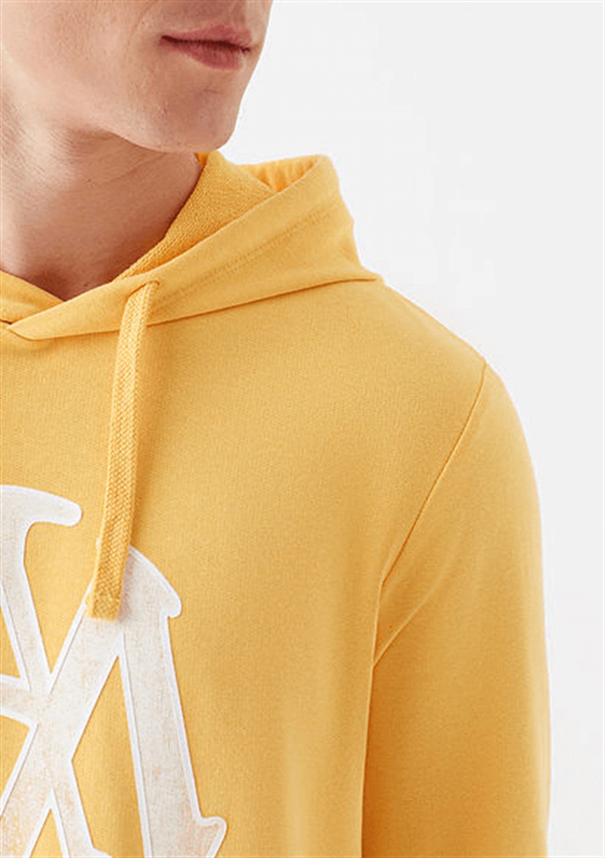 065753-33408Mavi Mühür Baskılı Erkek Sweatshirt Limon Sarı