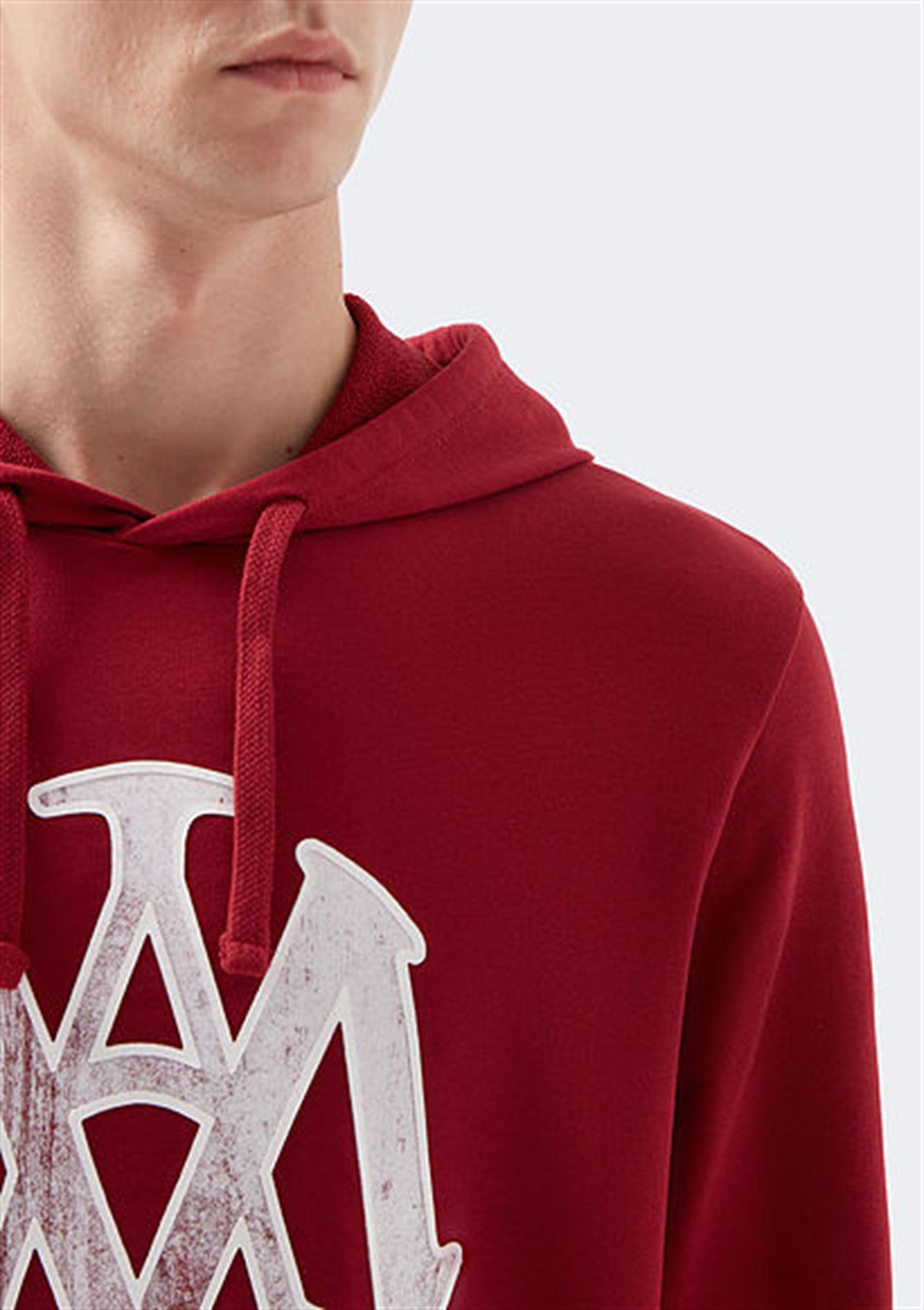 065753-32330Mavi Mühür Baskılı Sweatshirt Erkek Bayrak Kırmızı