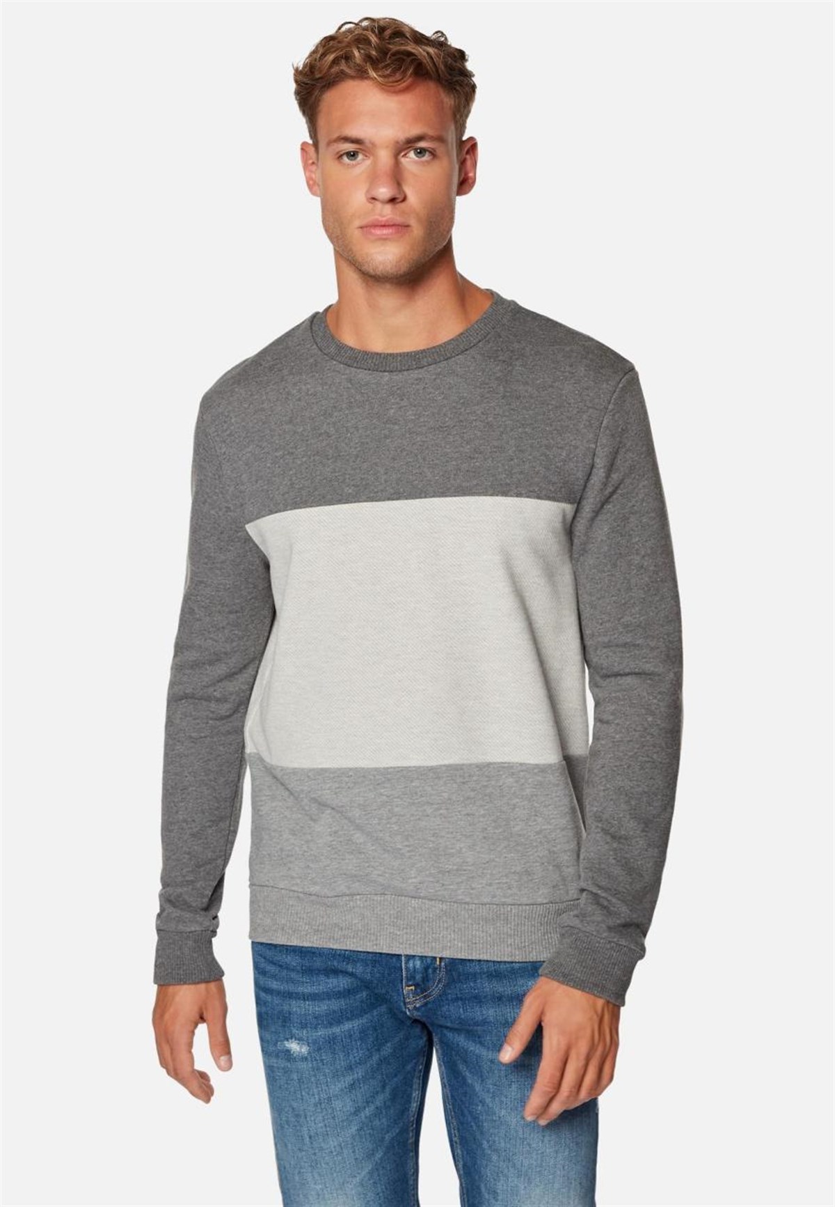 065879-30775NEBIMV3NEBIMV3|065879-30775|STDMAVİ PARÇALI SWEATSHIRT koyu gri melanj ERKEK SWEATSHIRT-STD