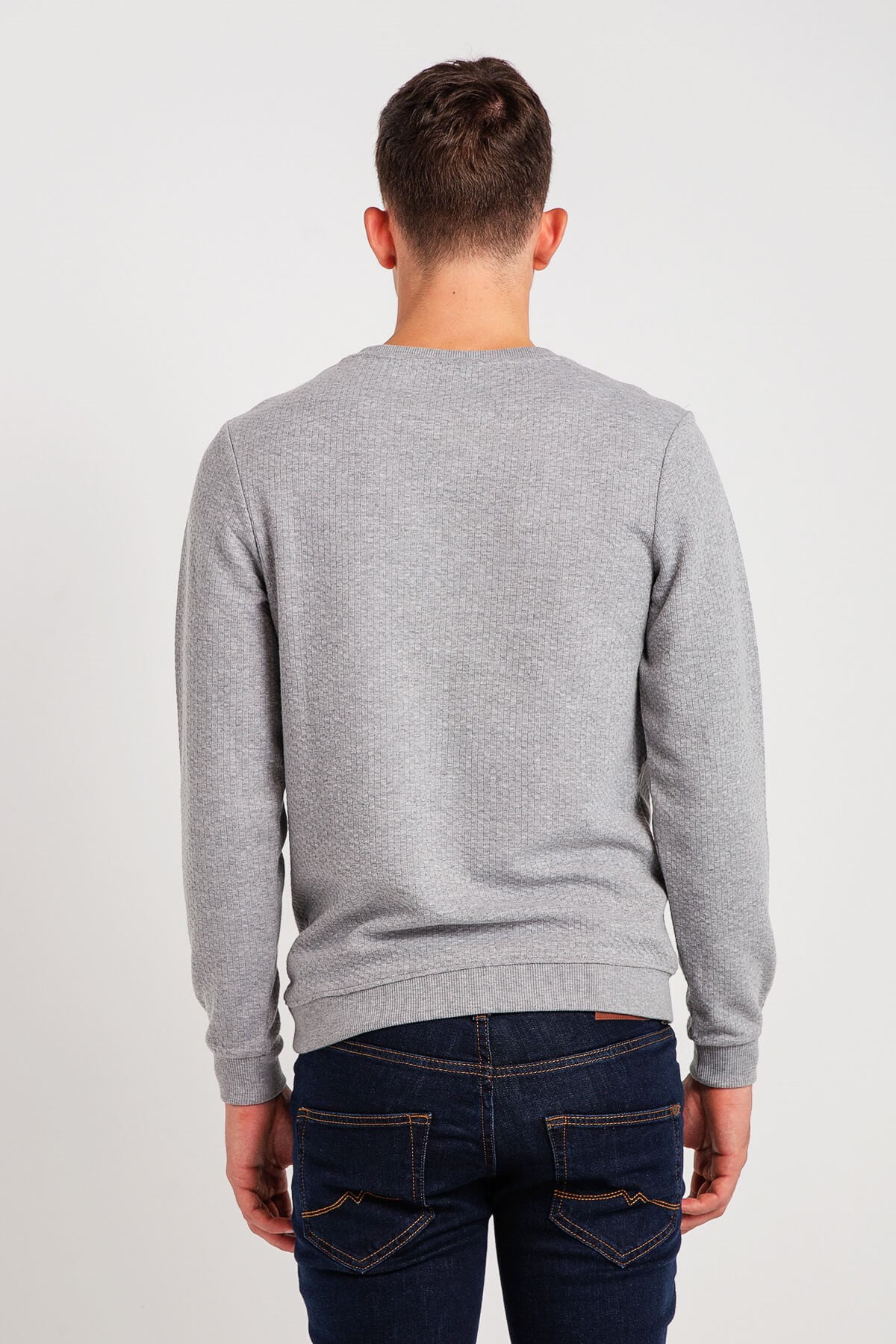 04-M00105-160NEBIMV3NEBIMV3|04-M00105-160|E88MUSTANG ERKEK KABARTMA BASKILI SWEATSHIRT-Açık Gri