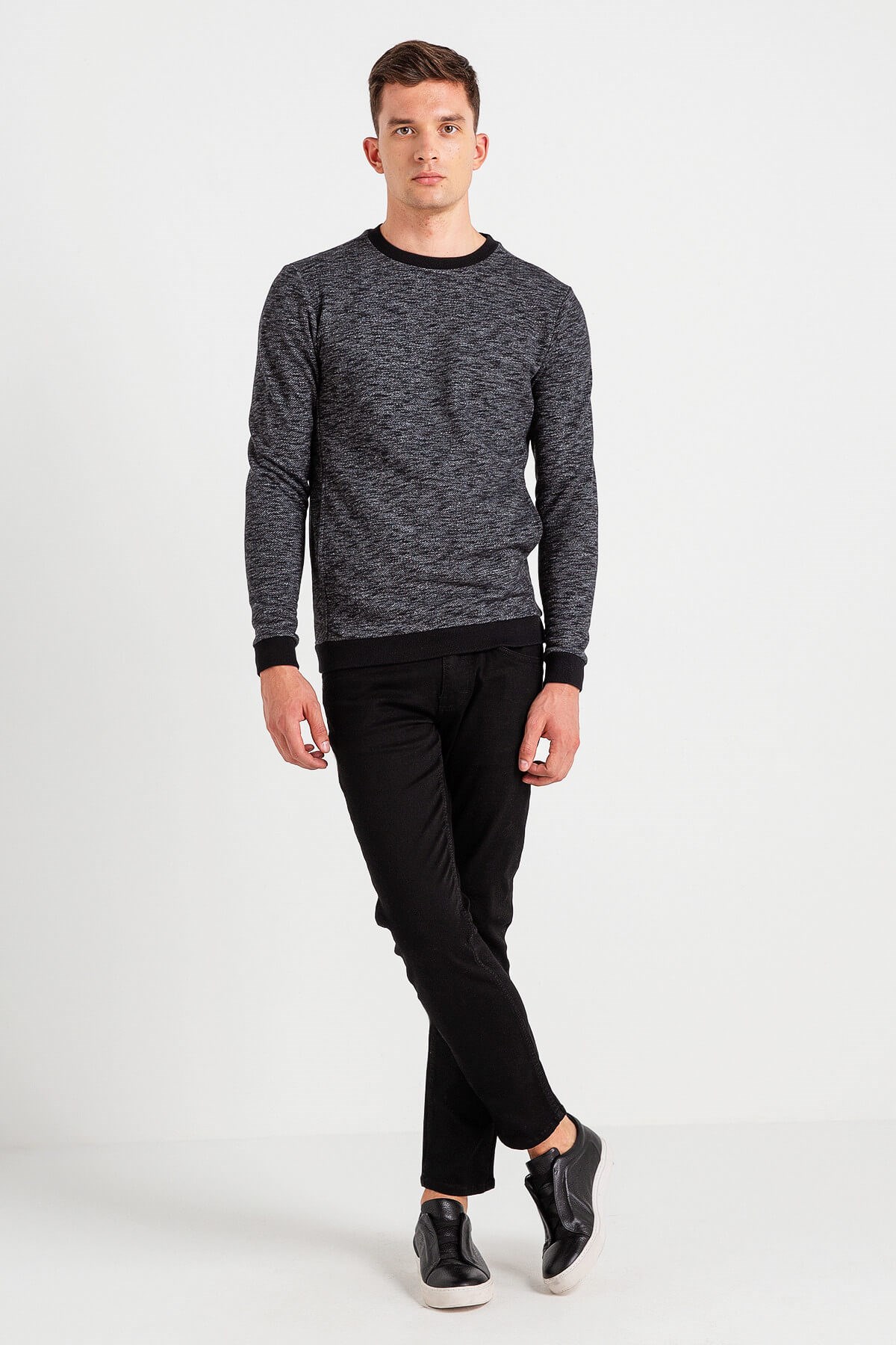 04-M00117-110NEBIMV3NEBIMV3|04-M00117-110|F64MUSTANG ERKEK YANDAN CEPLİ SWEATSHIRT-Koyu Gri Melanj