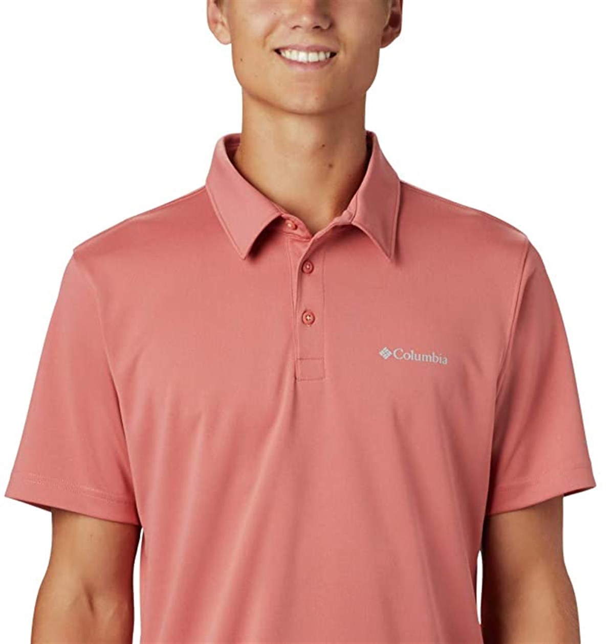 AO0306Columbia M Mist Trail SS Polo Tişört Erkek Koyu Mercan