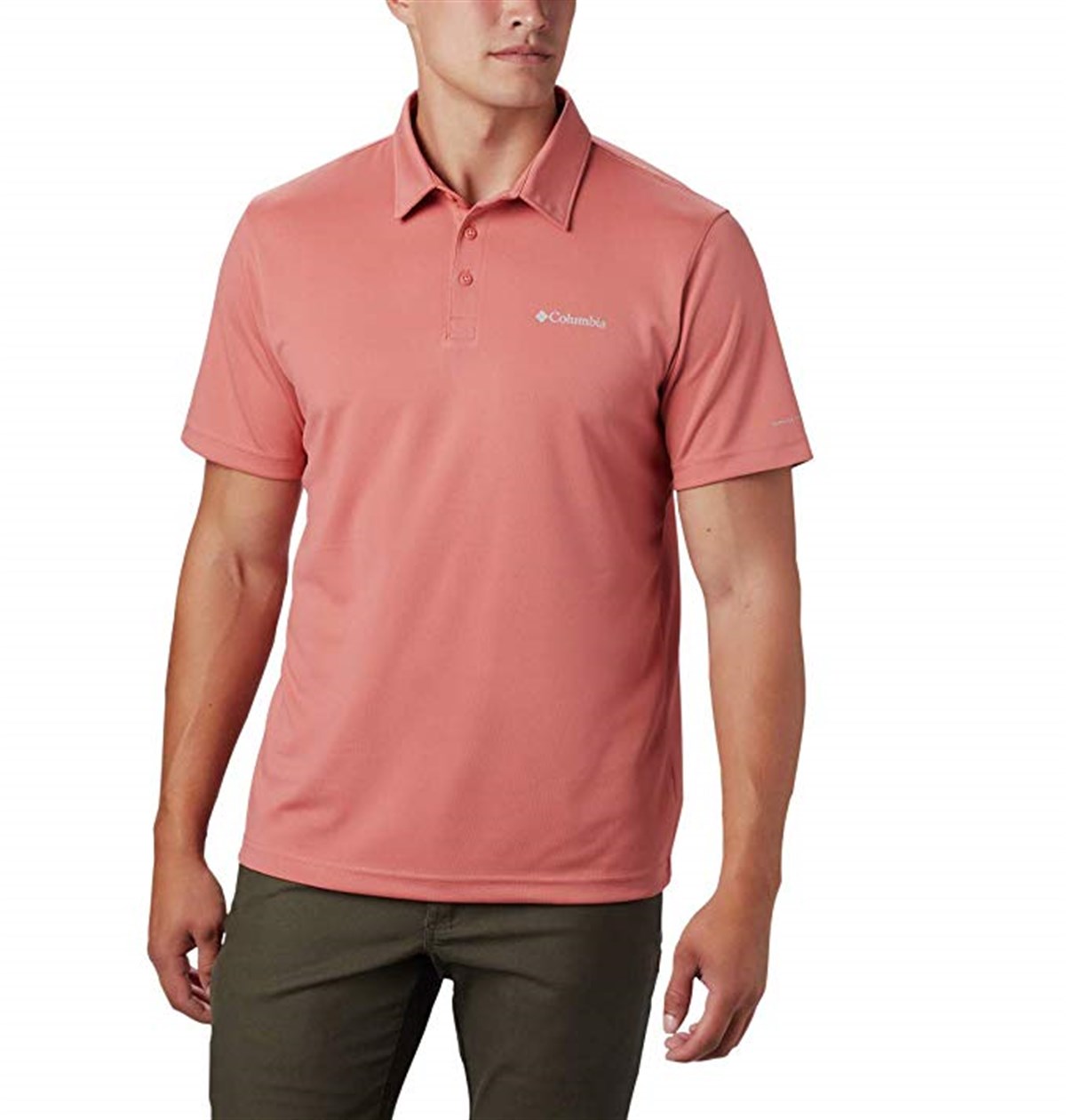 AO0306Columbia M Mist Trail SS Polo Tişört Erkek Koyu Mercan