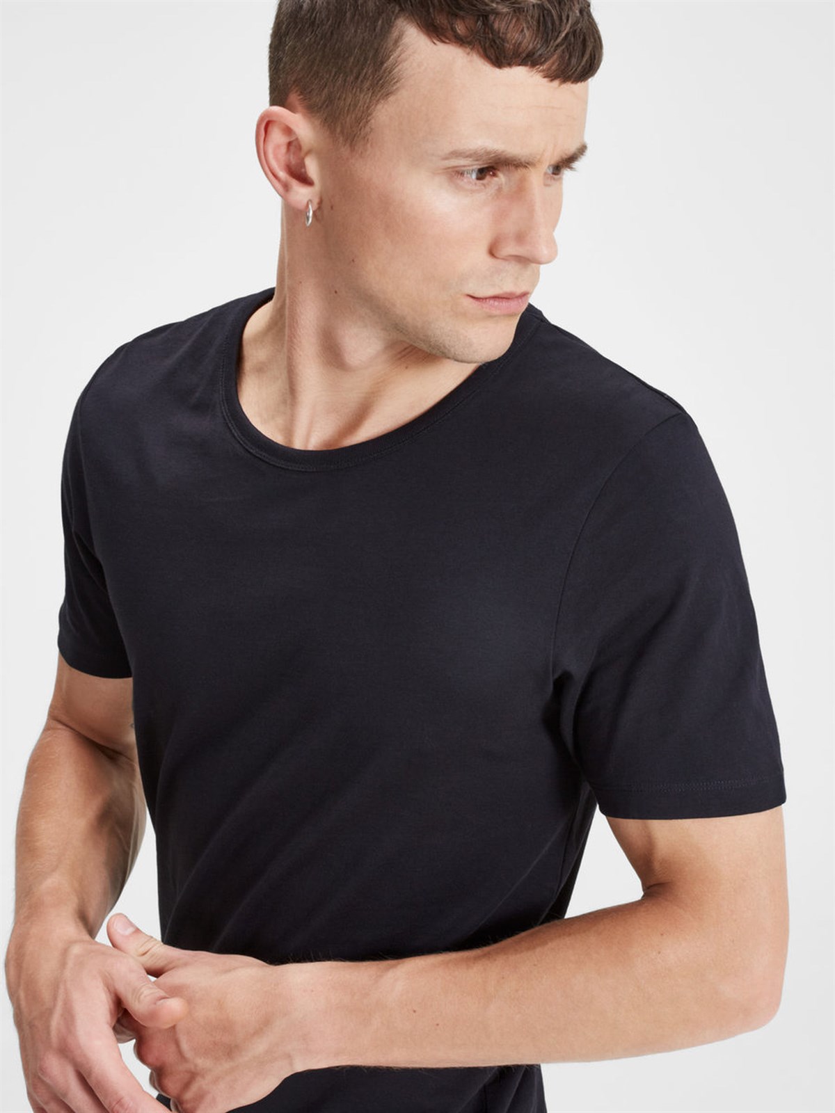 12127968NEBIMV3NEBIMV3|12127968|BlackJACK & JONES JACPIMA BASIC TEE CREW NECK SS ERKEK T-SHIRT-Black Denim