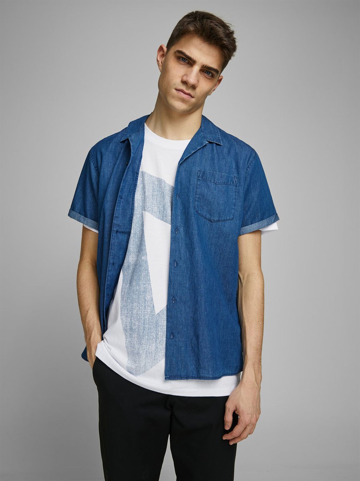 12171435Jack&Jones Jcowood Tee SS Crew Neck Erkek T-Shirt-12171435