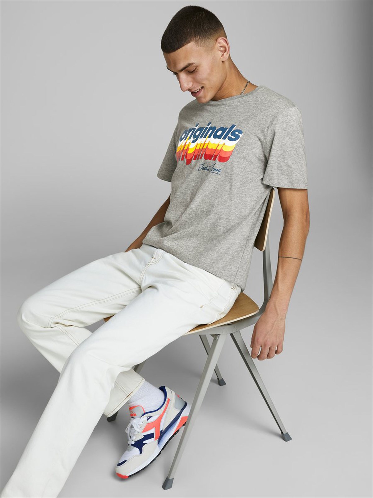 12168083NEBIMV3NEBIMV3|12168083|LGMelangeJACK&JONES JORVENTURE TEE SS CREW NECK STS ERKEK T-SHIRT - 12168083-Light Grey Melange