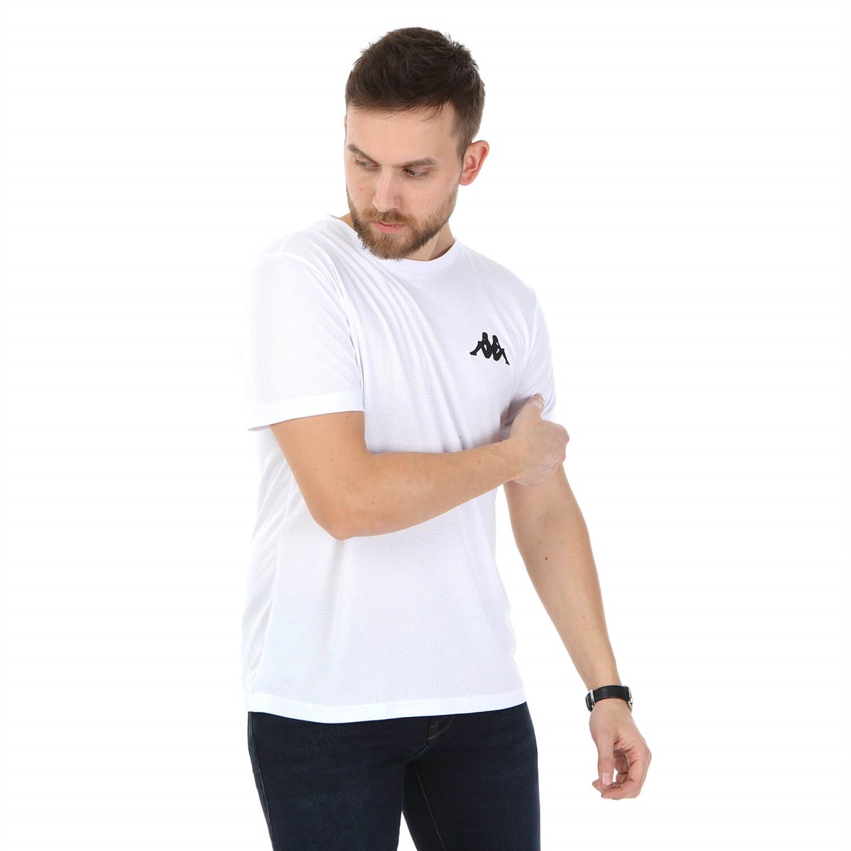 304WR40Kappa Poly Bıssy Erkek T-shirt Beyaz