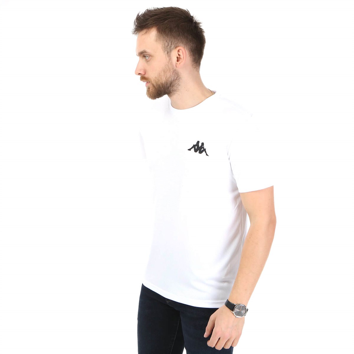 304WR40Kappa Poly Bıssy Erkek T-shirt Beyaz