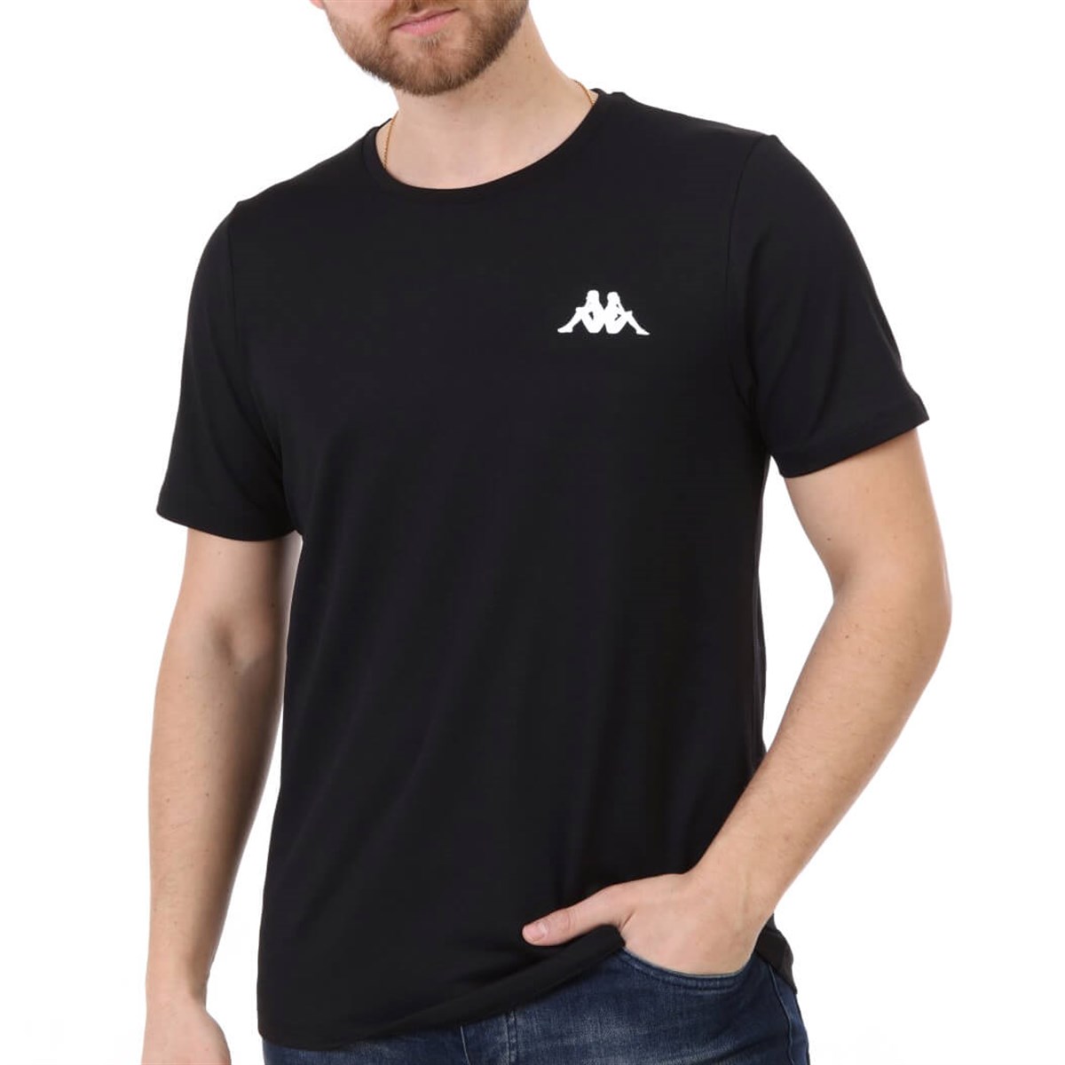 304J6H0Kappa Poly Calmir Erkek T-shirt Siyah