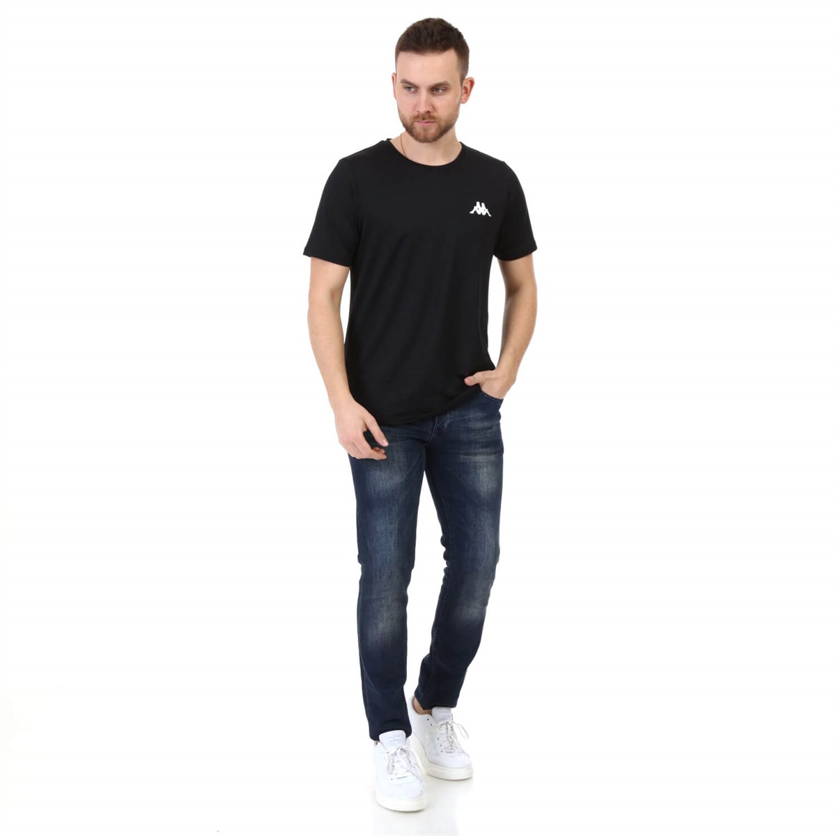 304J6H0Kappa Poly Calmir Erkek T-shirt Siyah