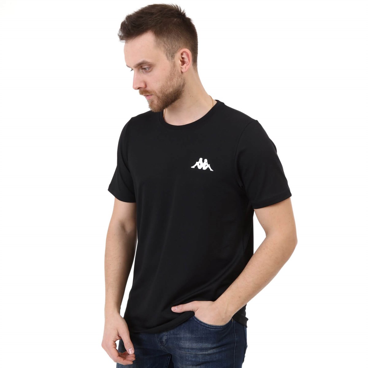 304J6H0Kappa Poly Calmir Erkek T-shirt Siyah