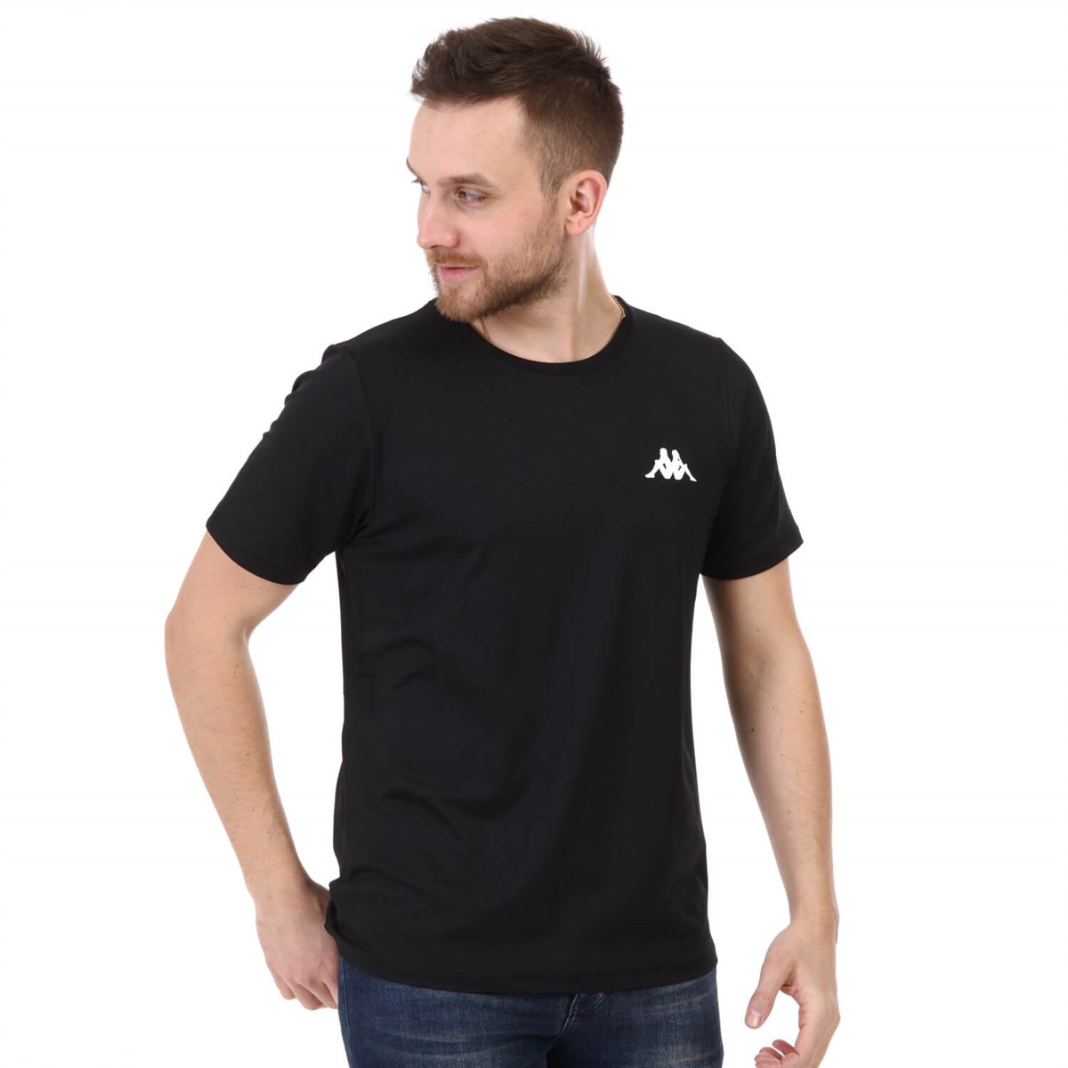 304J6H0Kappa Poly Calmir Erkek T-shirt Siyah